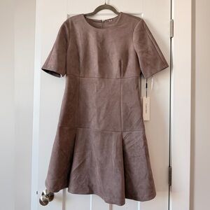 Calvin Klein Brown A-Line Suede Midi Dress